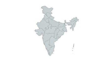 Gray map of India with state borders on a white background