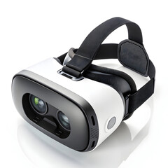 Smart VR headset isolated on white background, featuring immersive virtual reality experience, wireless connectivity, ergonomic design,