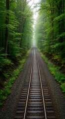 Tranquil Forest Railway Track.