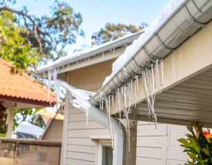 Icicles hanging from a house's gutter