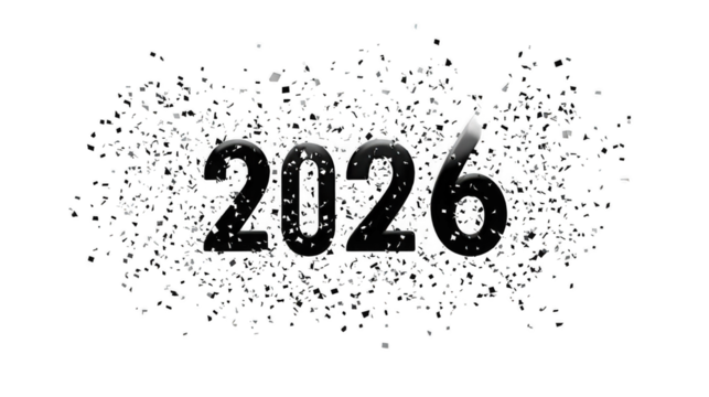 Happy new year 2026 confetti isolated on transparent background