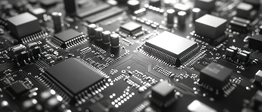 Close-up of a Circuit Board with Integrated Components