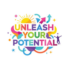 Colorful Flat Illustration set of a Motivation Graphic and typography