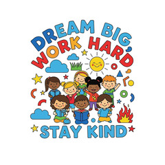 Colorful Flat Illustration set of a Motivation Graphic and typography