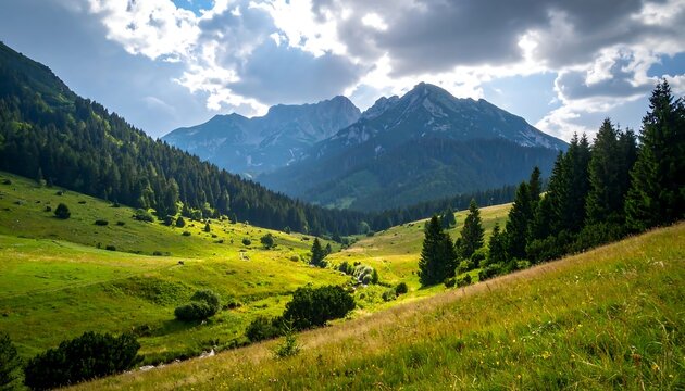 Mountain valley meadow landscape