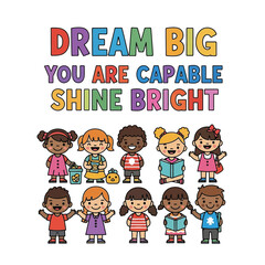 Colorful Flat Illustration set of a Motivation Graphic and typography