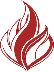 Elegant abstract red flame illustration with flowing curves and bold lines. A perfect fire-inspired design for logos, tattoos, art projects, or modern graphic decoration.