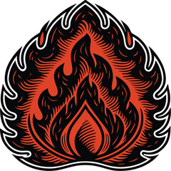 Striking tribal flame design with bold black and red details, perfect for tattoos, stickers, apparel, or digital art projects that need fiery energy and strong visual impact.