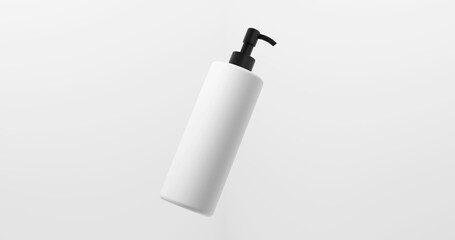 Minimal White Cosmetic Pump Bottle Mockup