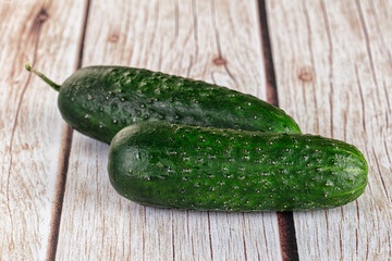 Ripe green raw two cucumbers