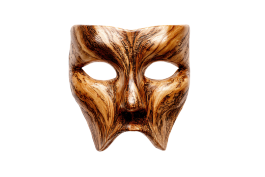 a wooden mask with a face on it