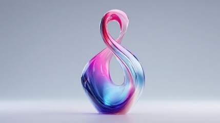 Abstract Swirl - A Colorful Glass Sculpture on Light Background.