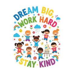 Colorful Flat Illustration set of a Motivation Graphic and typography