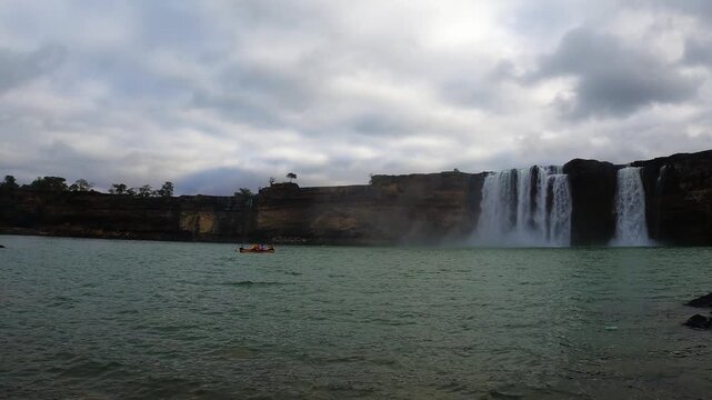 Majestic Landscape View of Chitrakote Waterfalls Cascading Amid Lush Nature