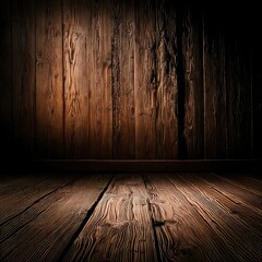 Dark, aged wooden walls and floor