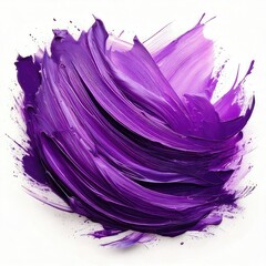 Swirling, vibrant purple paint strokes on white background