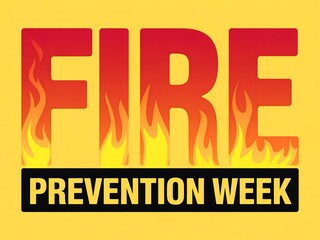 Gradient background of bold fire prevention week message on yellow background for safety awareness