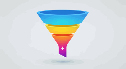Colorful Data Funnel Visualization For Business Conversion Process Analysis