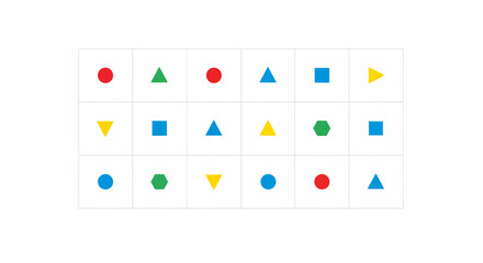 Colorful Geometric Shapes Arranged in a Grid Pattern Illustration