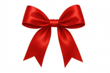 Elegant red ribbon bow isolated on transparent background, ideal for adding a festive touch to gifts and decorations