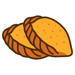 Kibinai Lithuanian pastry flat color vector illustration template design