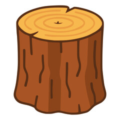 wooden log stump flat color vector illustration template design