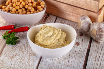 Natural organic homemade chickpea hummus