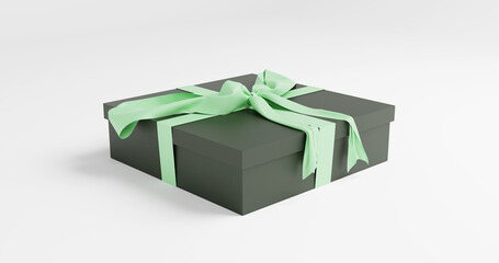 Elegant dark green gift box with golden ribbon