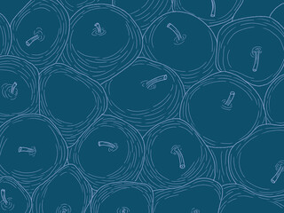seamless pattern with apple fruit. hand drawn outline on holiday season vibes background. high resolution for design with a whimsical and enchanting dark blue theme