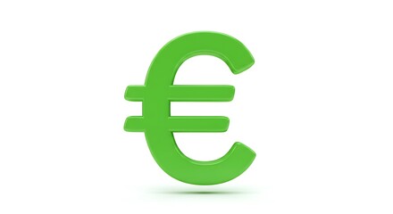 Obraz premium Green euro currency symbol on a white background.