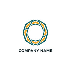 Fototapeta premium Abstract geometric circle logo design with interlocking shapes.