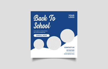Back to School Promotion Design Template for Social Media Posts and Advertising Campaigns Featuring Modern Typography and Image Placeholder Sections for Educators and Students