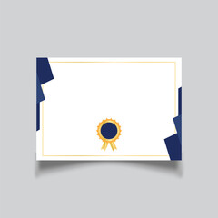 Vector art of certificate template with blue geometric shapes and a golden frame, perfect for awards, diplomas, or recognition documents