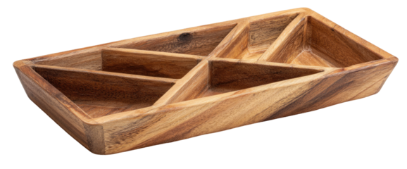Wooden serving dish with divided compartments