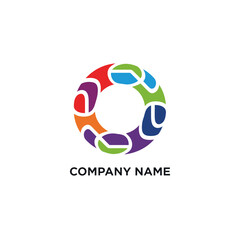 Colorful Abstract Circle Logo Design with Interconnected Shapes.