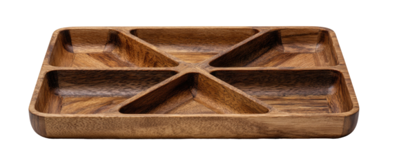 Wooden serving tray with compartments