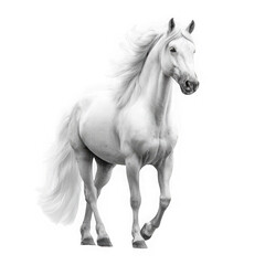 Naklejka premium Majestic white stallion galloping freely powerful equine spirit captured in stunning detail transparent background