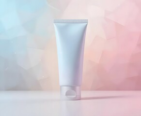 Elegant white cosmetic tube ready for branding against a soft pastel backdrop for a premium product line