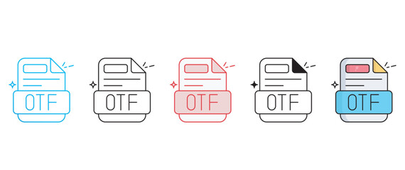 Otf File icon design with white background stock illustration