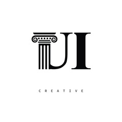 UI Law Prime Monogram Logo Design Classic Column & Legal Symbol