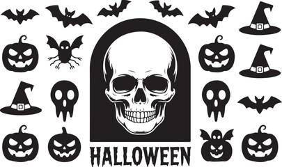 Scary vector illustration of a grunge skull and crossbones symbol for a Halloween tattoo design