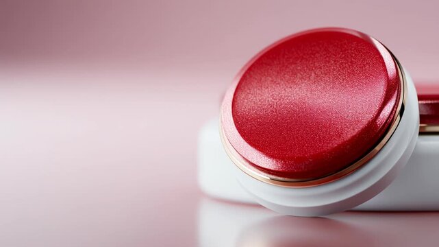 Luxury red beauty cosmetic product within an elegant white container. glamorous makeup item for modern gig economy workforce offering simple automated interaction control