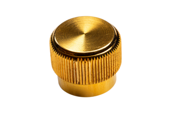 a gold knob with a metal cover on a white background