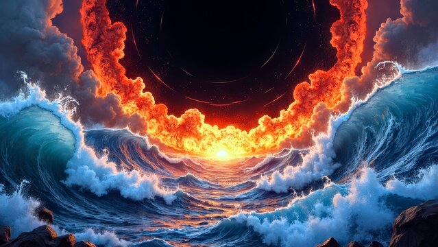 Flame Halo and Wave Scene