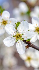Fototapeta premium Close-up of delicate white blossoms (1)