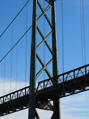 Suspension bridge over the river in Quebec