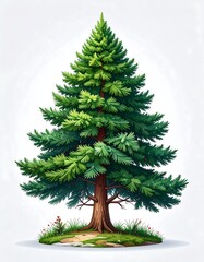 Illustration of a majestic evergreen tree