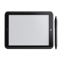 Modern tablet device with stylus showing blank screen for custom content and design transparent background