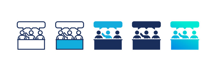 Panel Discussion icon set multiple style collection