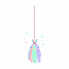 Pastel Rainbow Broom Magical Cleaning Tool.